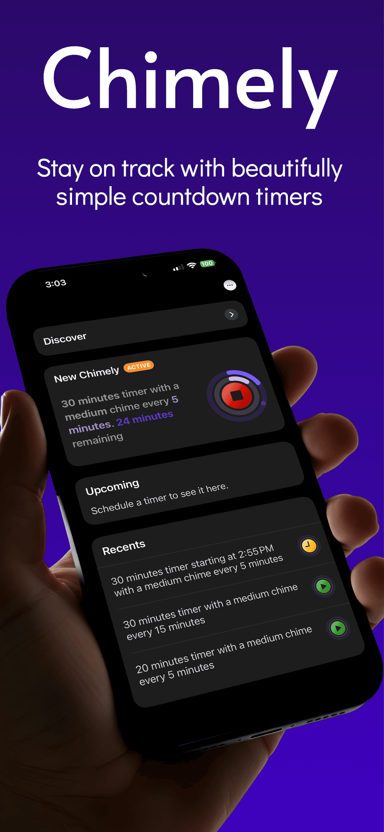 Chimely countdown timer screen 1